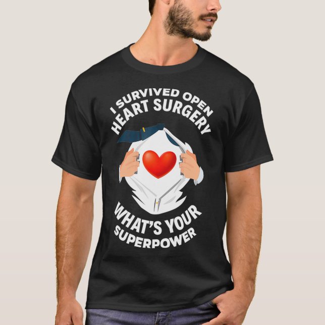 Jag Överlevde Open Heart kirurgi Lung Bypass Heart T Shirt (Framsida)