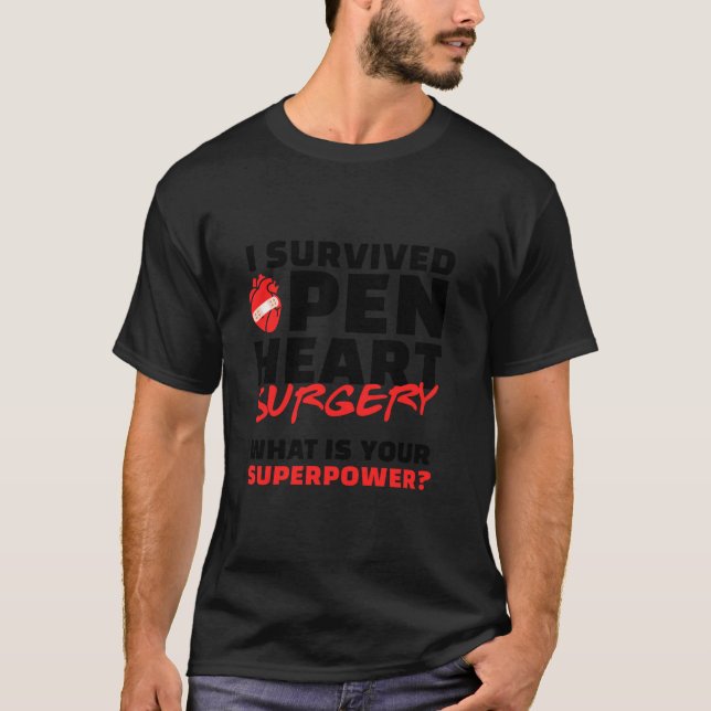 Jag Överlevde Open Heart Survivo Heart Attack Surv T Shirt (Framsida)