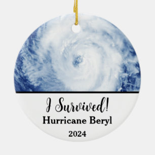 Jag Överlevde! Orkanen Beryl 2024 Julgransprydnad Keramik