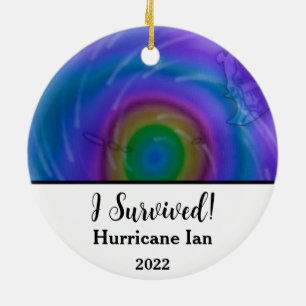 Jag Överlevde! Orkanen Ian 2022 Julgransprydnad Keramik