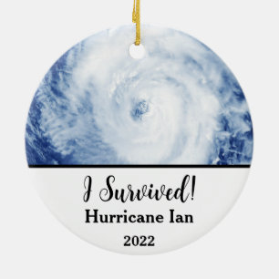 Jag Överlevde! Orkanen Ian 2022 Julgransprydnad Keramik