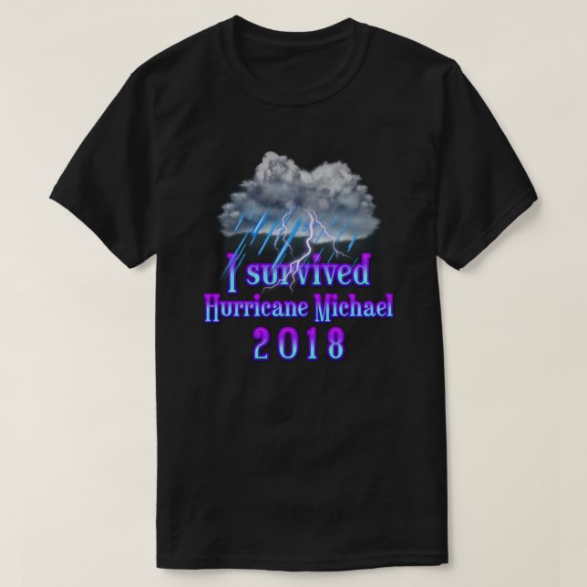 Jag överlevde orkanen Michael rain T Shirt (Design framsida)