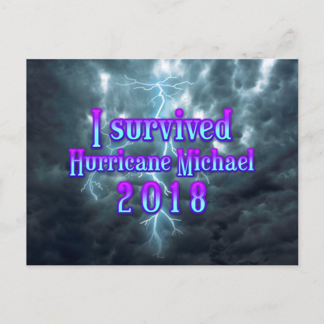 Jag överlevde orkanen Michael Vykort (Framsida)