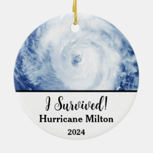 Jag Överlevde! Orkanen Milton 2024 Julgransprydnad Keramik