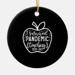 Jag överlevde pandemilärande 2020 2021 Apple Julgransprydnad Keramik