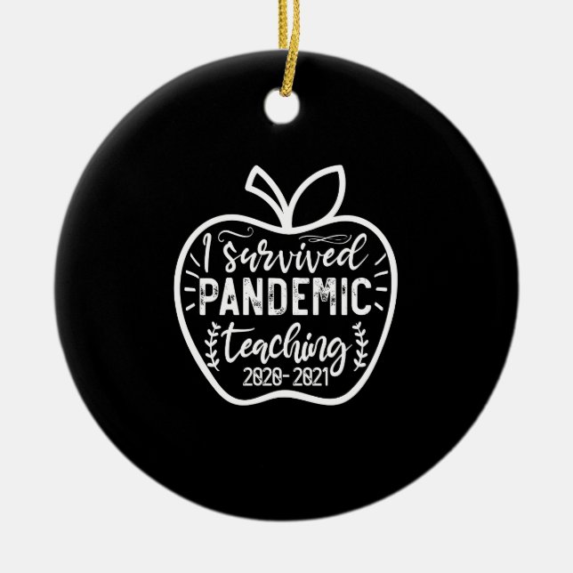 Jag överlevde pandemilärande 2020 2021 Apple Julgransprydnad Keramik (Framsidan)