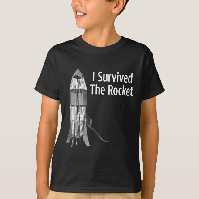 Jag överlevde raketen rolig klänning  t shirt (Framsida)