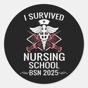 Jag Överlevde sjuksköterskeskola BSN Cl från 2025 Runt Klistermärke