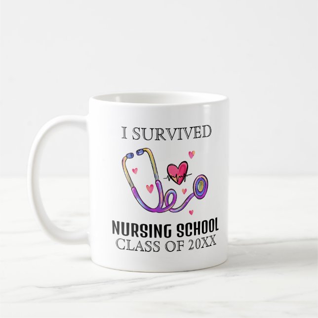 Jag Överlevde sjuksköterskeskolans Grad Kaffemugg (Vänster)