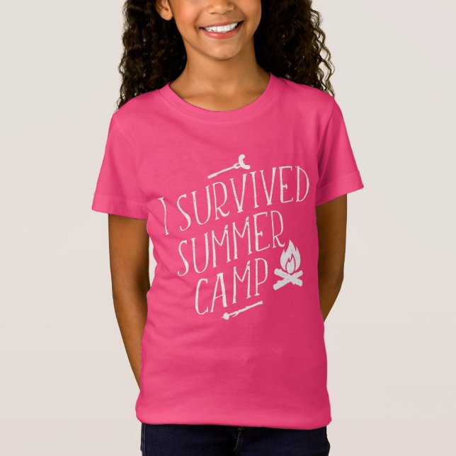 Jag Överlevde sommarCamp Girls First Camping Resa T Shirt (Framsida)