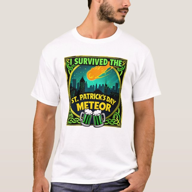 Jag överlevde St Patricks-dagens meteorölälskare T Shirt (Framsida)