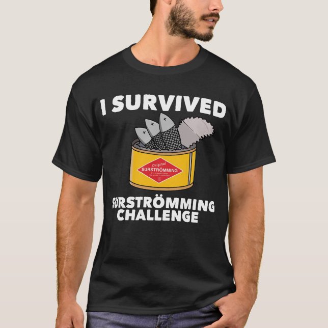 Jag Överlevde Surstromming Swedish Food Surstrommi T Shirt (Framsida)