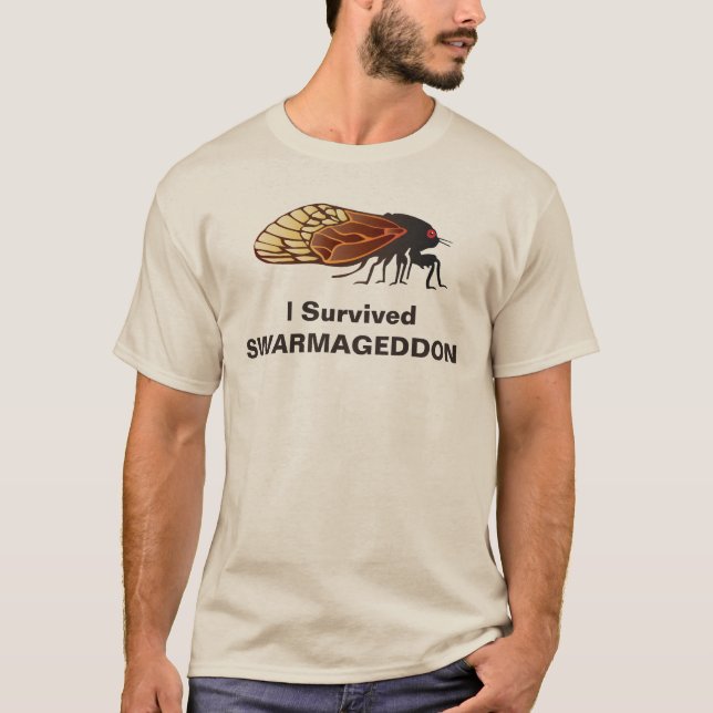 Jag överlevde Swarmageddon - cikador/Magicicadas Tee Shirt (Framsida)