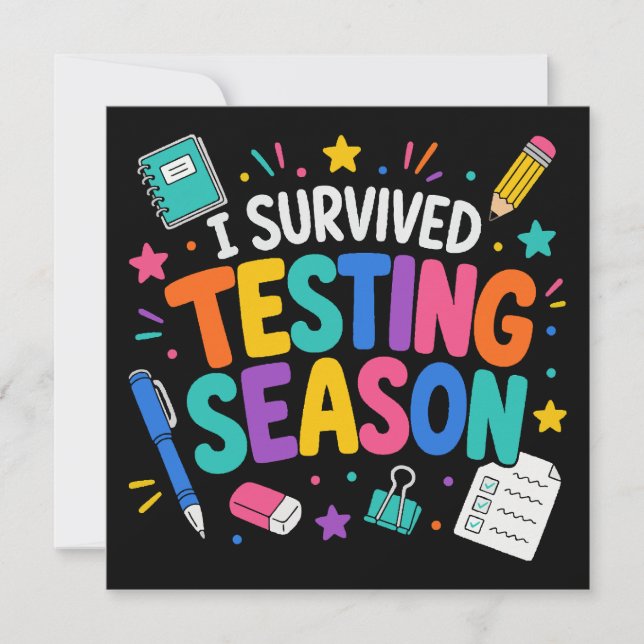 Jag överlevde test-säsongen Skolhumor Inbjudningar (Framsida)
