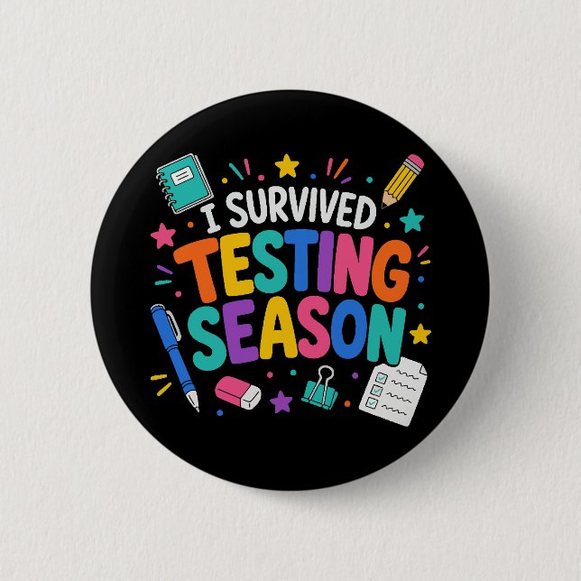 Jag överlevde test-säsongen Skolhumor Knapp (Framsida)