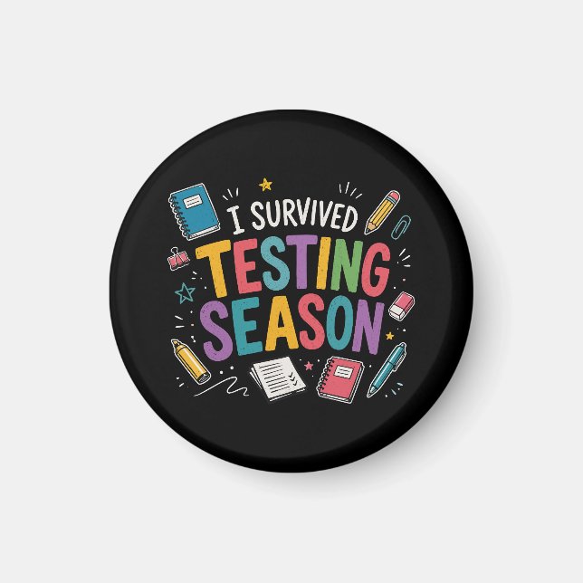 Jag överlevde test-säsongen Skolhumor Magnet (Framsidan)