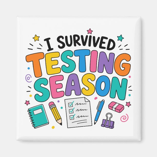 Jag överlevde test-säsongen Skolhumor Magnet (Framsidan)