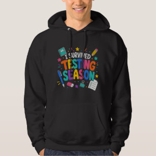 Jag överlevde testperioden Skolhumor Hoodie
