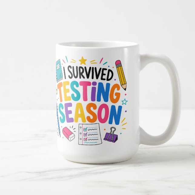 Jag överlevde testperioden Skolhumor Kaffemugg (Höger)