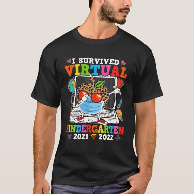 Jag Överlevde Virtuell Kindergarten Leopard Apple T Shirt (Framsida)