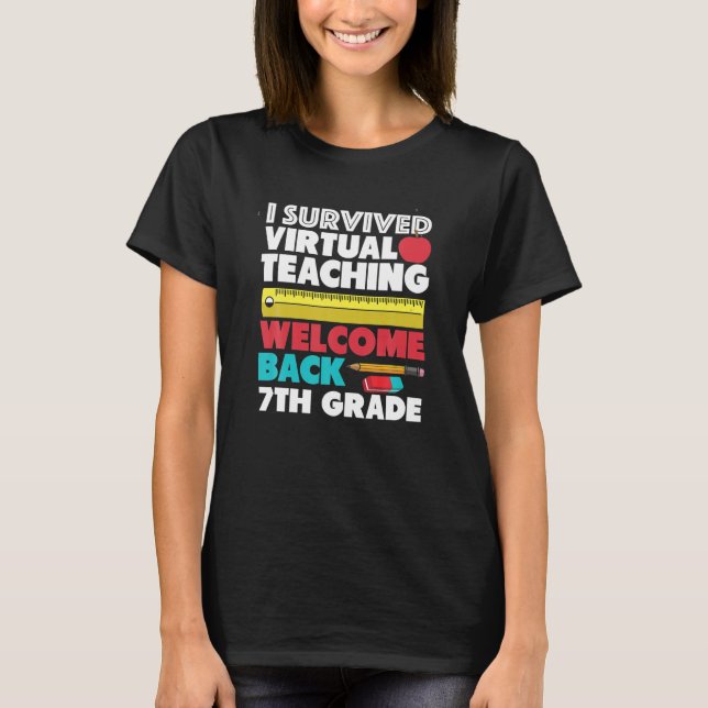 Jag Överlevde Virtuell undervisning i Back to scho T Shirt (Framsida)