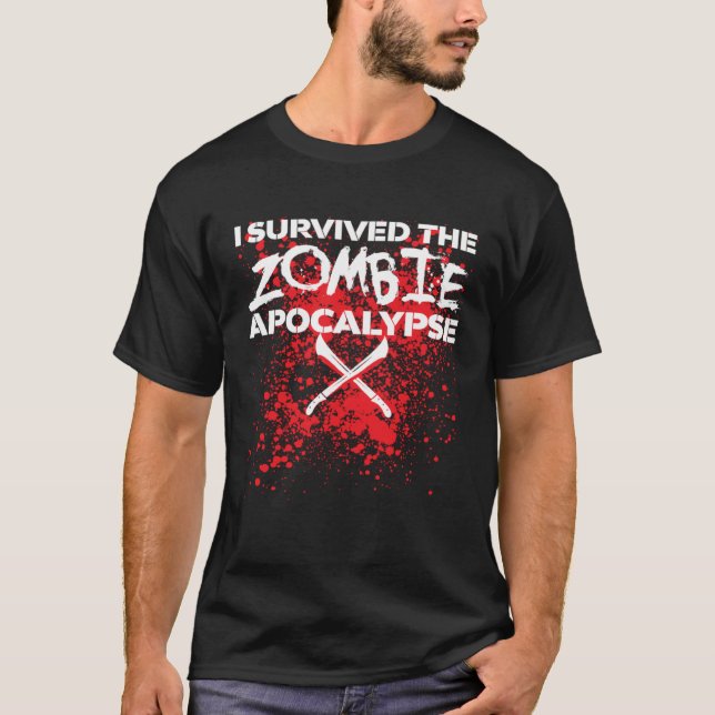 Jag överlevde Zombie-apokalypsen T Shirt (Framsida)