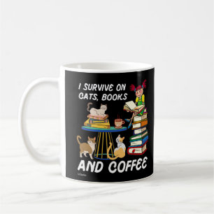JAG ÖVERLEVER PÅ CATS, BOKAR OCH COFFEE, lustigt s Kaffemugg