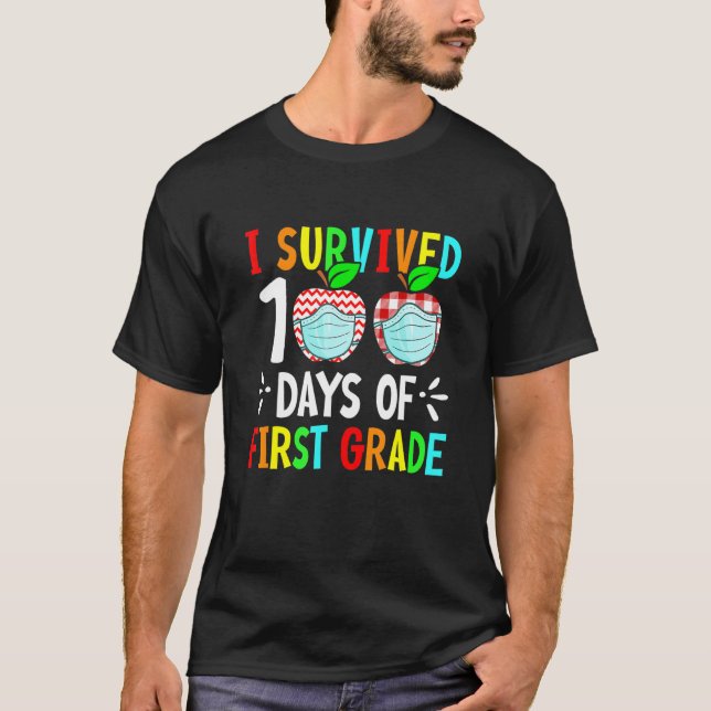 Jag Överlevt 100 dagar av första Klass-Ansikte-mas T Shirt (Framsida)
