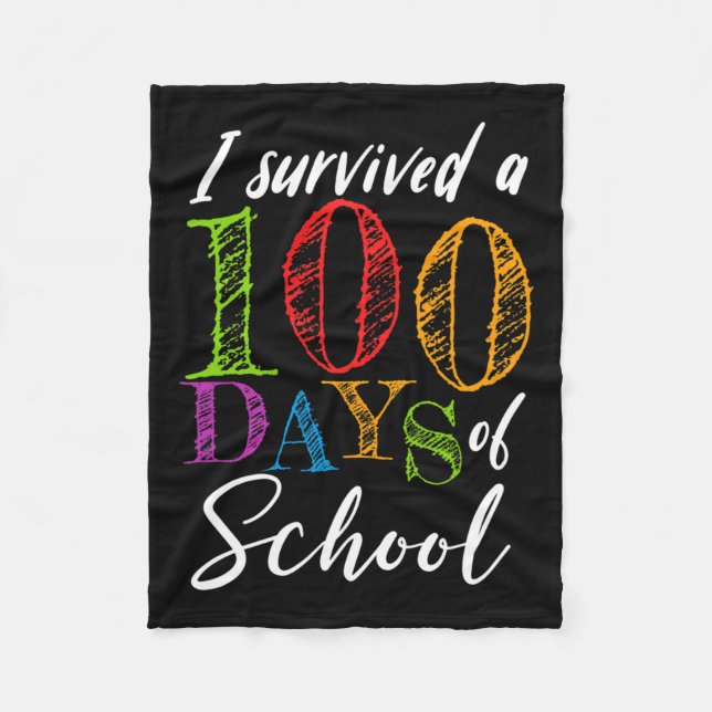Jag Överlevt 100 dagar för lärare och stud Fleecefilt (Framsidan)