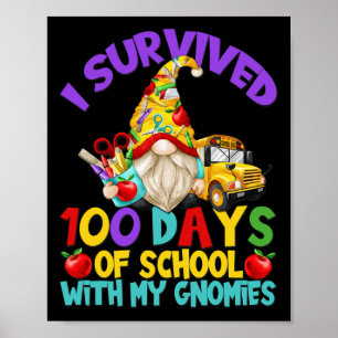 Jag Överlevt 100 dagar för Roligt School Buss D Poster
