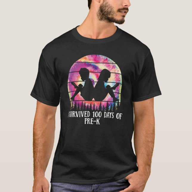JAG ÖVERLEVT 100 DAGAR FÖRE-K-TEACHER-SKOLOR T SHIRT (Framsida)