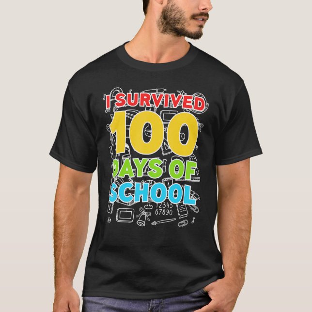 Jag Överlevt 100 dagar i skolan T Shirt Lycklig 10 (Framsida)