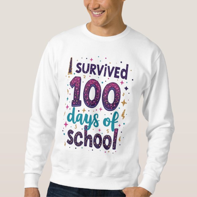 Jag Överlevt 100 dagar med skolenndesign Lång Ärmad Tröja (Framsida)