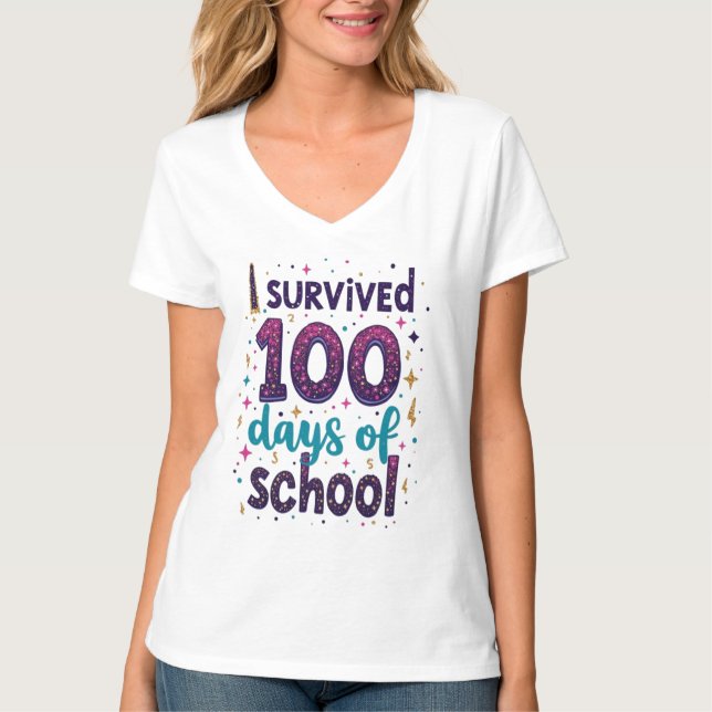 Jag Överlevt 100 dagar med skolenndesign T Shirt (Framsida)