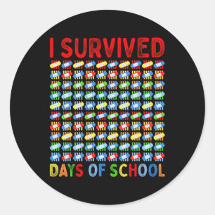 Jag Överlevt 100 dagar med skollärare Kids Bynd Ai Runt Klistermärke