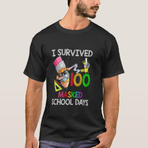 Jag Överlevt 100 Mask School Days Ansikte Mask Dab T Shirt