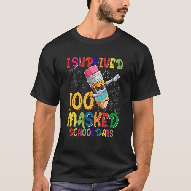 Jag Överlevt 100 Mask School Days Ansikte Mask Dab T Shirt (Framsida)