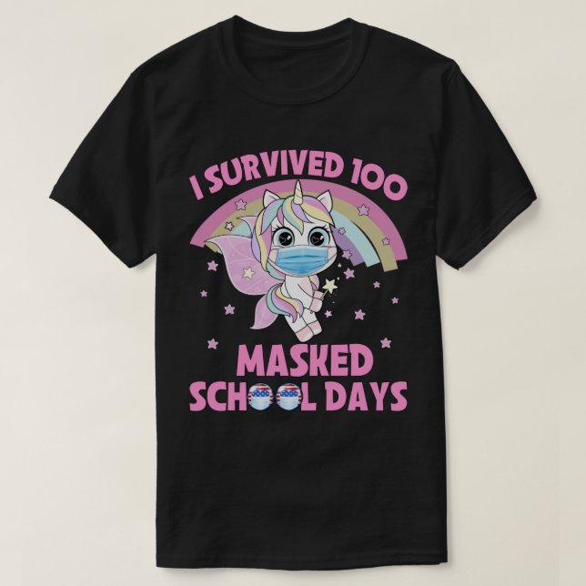 Jag Överlevt 100 Mask School Days T Shirt (Design framsida)