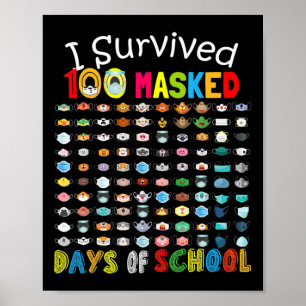 Jag Överlevt 100 maskdagar i 100 Roligtar i skolan Poster
