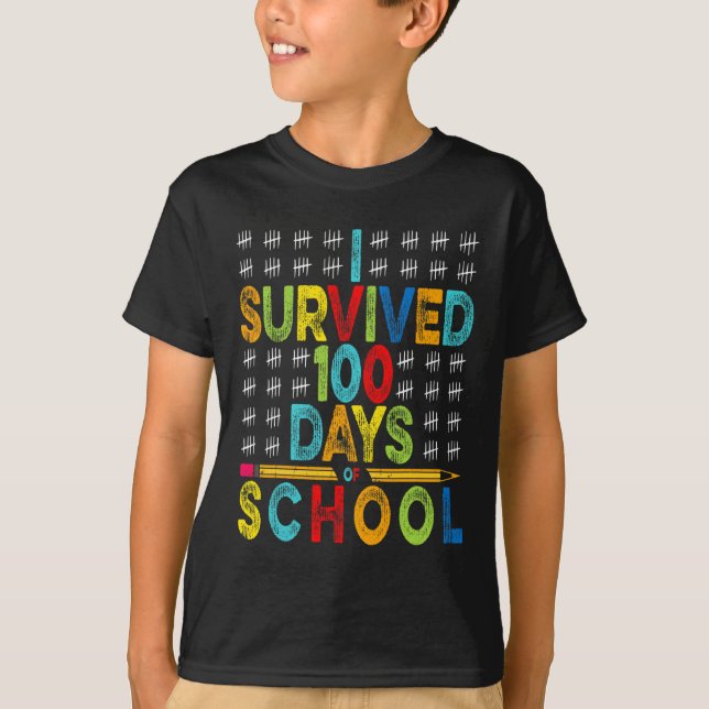 Jag Överlevt 100 skoldagar 100 skoldagar T Shirt (Framsida)