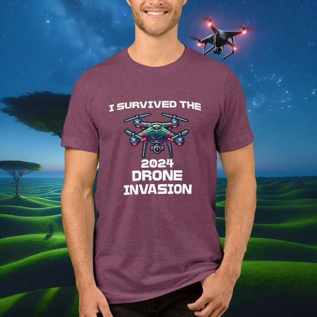 Jag Överlevt 2024 års Drone Invasion T Shirt (Skapare uppladdad)