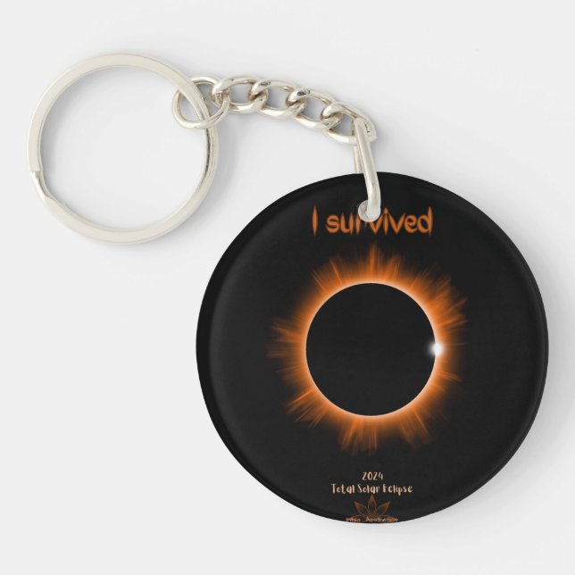 Jag Överlevt 2024 Solar Eclipse Acrylic Keychain (Framsidan)