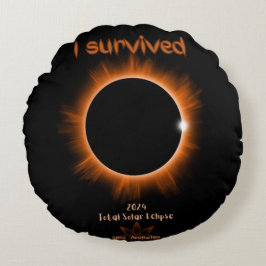 Jag Överlevt 2024 Solar Eclipse Round Pillow Rund Kudde
