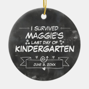 Jag Överlevt förra dagen för skolbarn Julgransprydnad Keramik