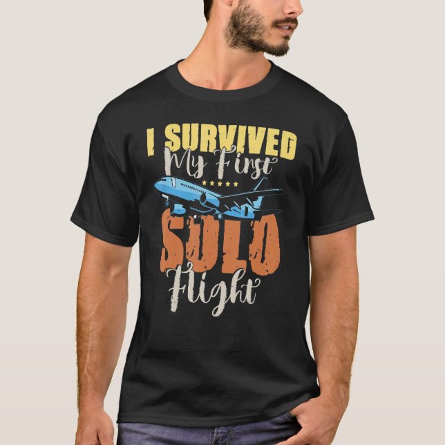 Jag Överlevt min första Solo Fligh New Pilot T Shirt (Framsida)