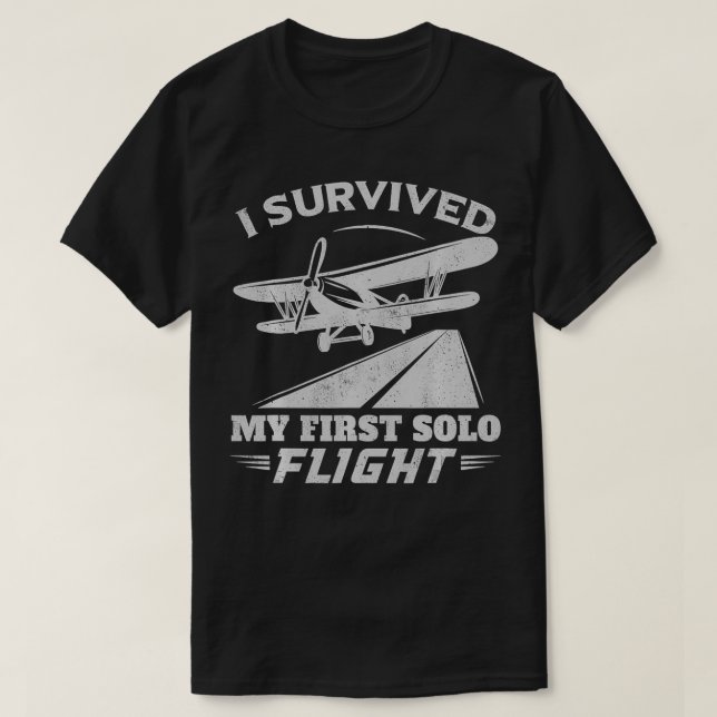 Jag Överlevt min första Solo Flight Pilot T Shirt (Design framsida)