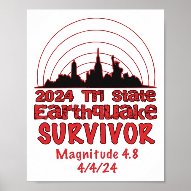 Jag Överlevt NYC-jordbävningen Quake Tri State 202 Poster (Framsidan)