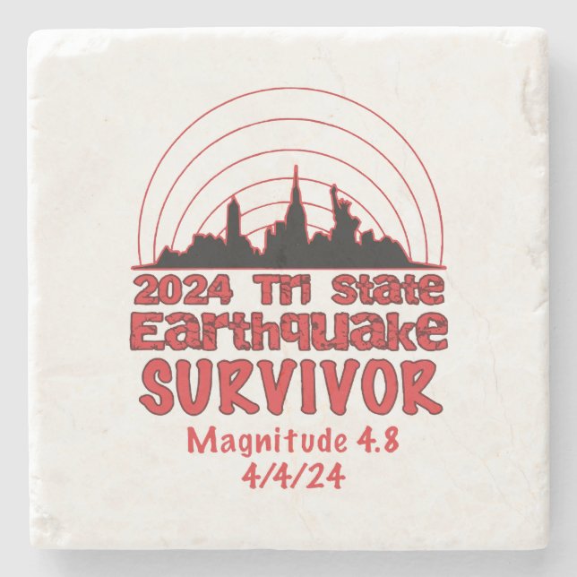 Jag Överlevt NYC-jordbävningen Quake Tri State 202 Stenunderlägg (Framsidan)