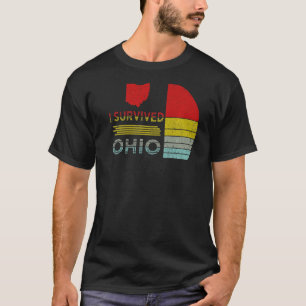 Jag Överlevt Ohio karta Meme med tryckt vintage T Shirt