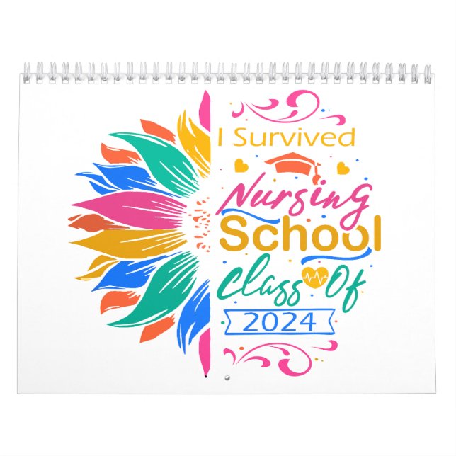 Jag Överlevt sjuksköterskeklass 2024 NuCalendar Kalender (Omslag)